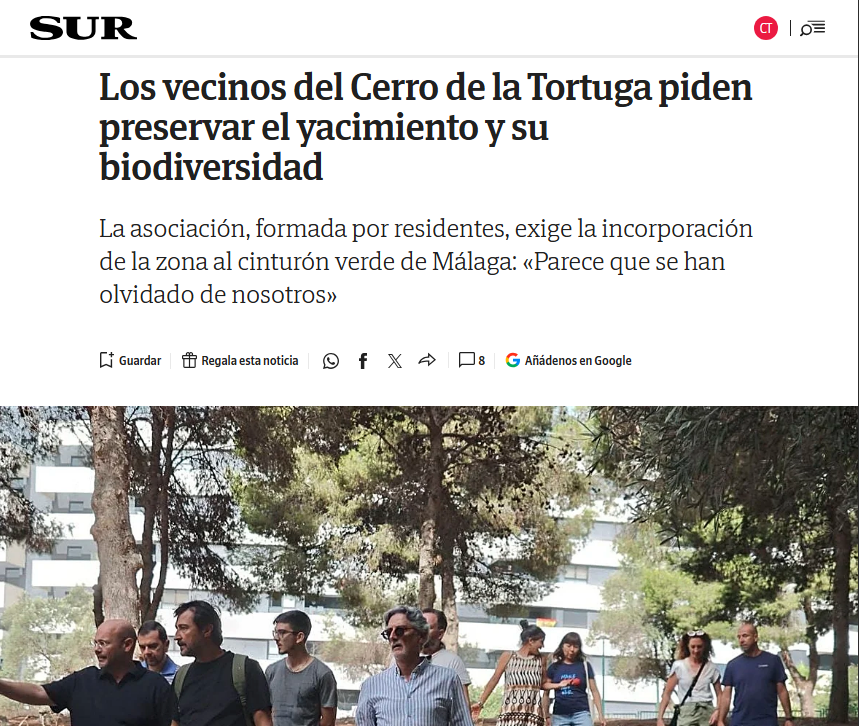 SUR se hace eco de nuestras reivindicaciones: proteger la biodiversidad y el patrimonio del Cerro de la Tortuga